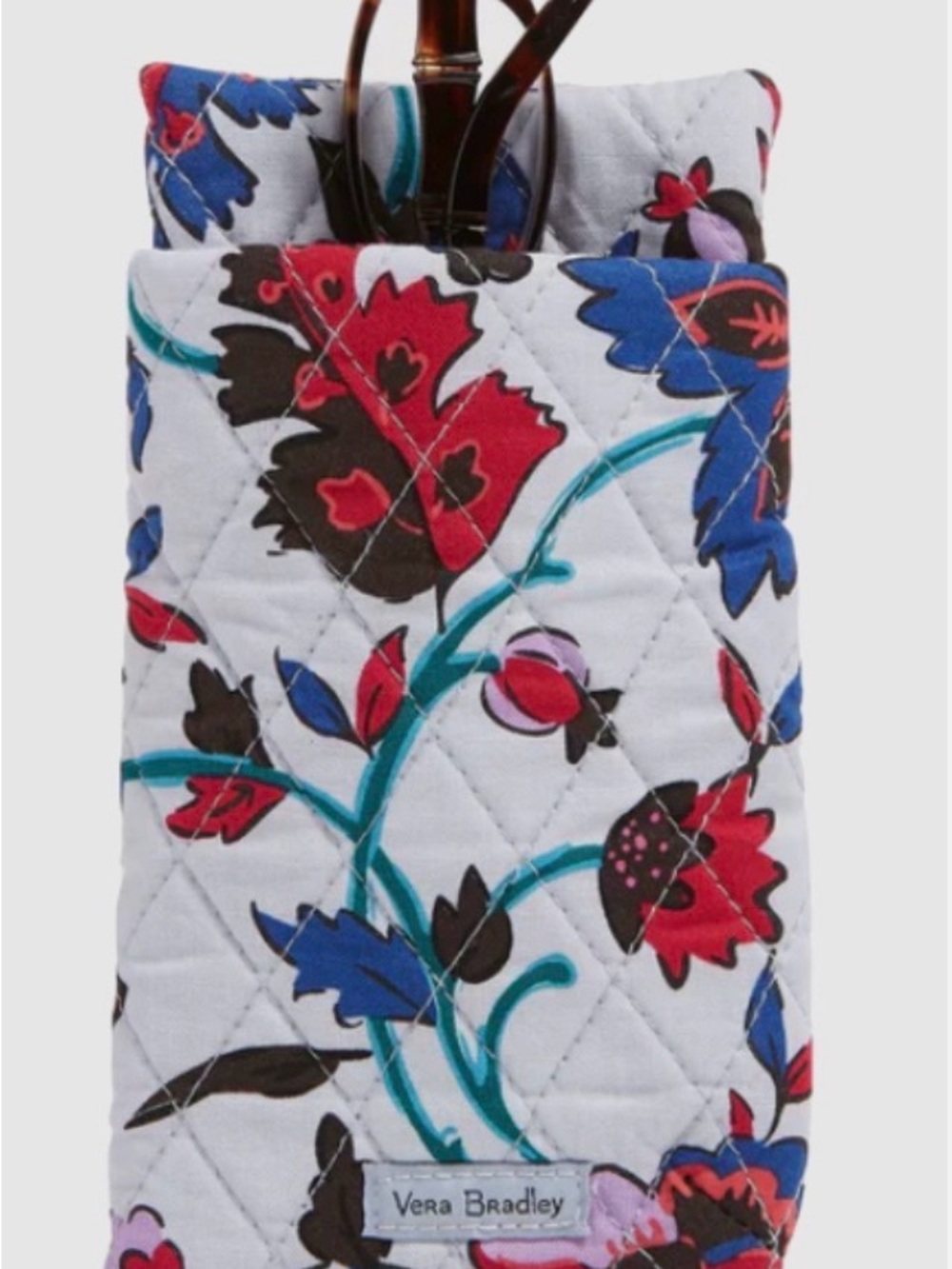 Vera Bradley Quilted Floral Eyeglass Sleeve in White, Red, Blue